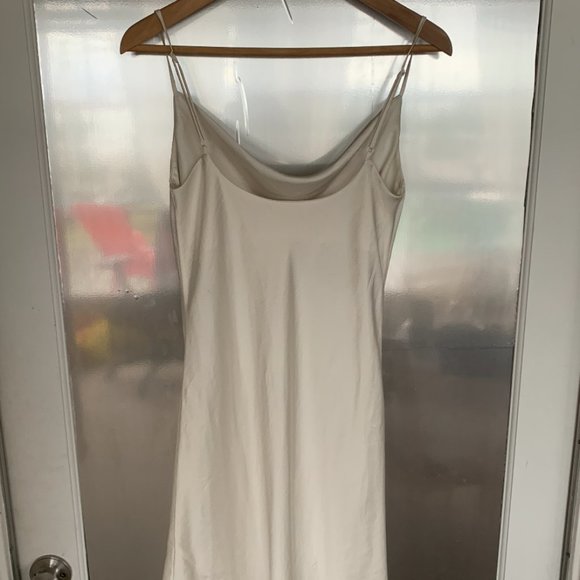 Wilfred Only Satin Cowlneck Slip Dress Midi Bias Ivory Small Bridal Bachelorette - Picture 5 of 6